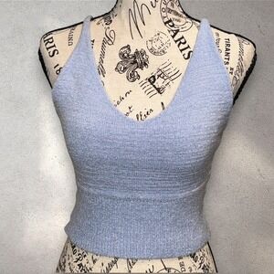 Altar'd State Y2K Blue Knit Tank Top Women's MED Cropped Stretch Feminine Hippie